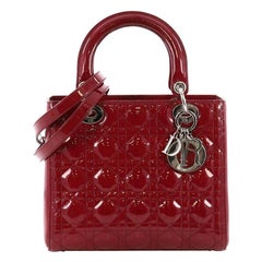 Christian Dior Lady Dior Handbag Cannage Quilt Patent Medium
