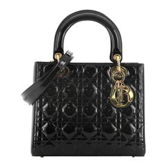 Christian Dior Lady Dior Handbag Cannage Quilt Patent Medium