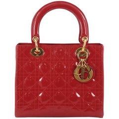 Christian Dior Lady Dior Handbag Cannage Quilt Patent Medium