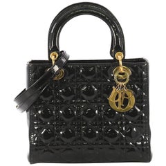 Christian Dior Lady Dior Handbag Cannage Quilt Patent Medium