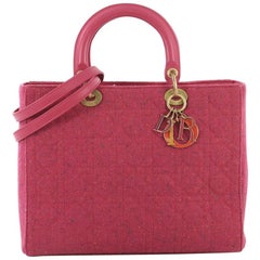 Christian Dior Lady Dior Handbag Cannage Quilt Tweed Large