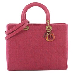 Christian Dior Lady Dior Handbag Cannage Quilt Tweed Large