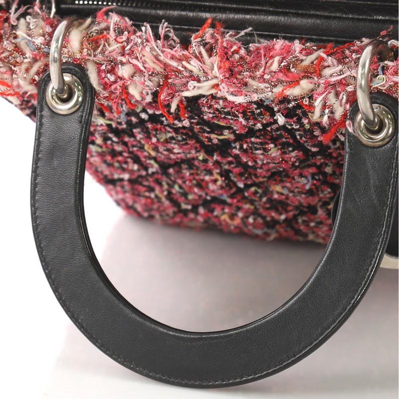 Christian Dior Lady Dior Handbag Cannage Quilt Tweed with Leather Medium 2