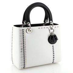 Christian Dior Lady Dior Handbag Embellished Leather Medium
