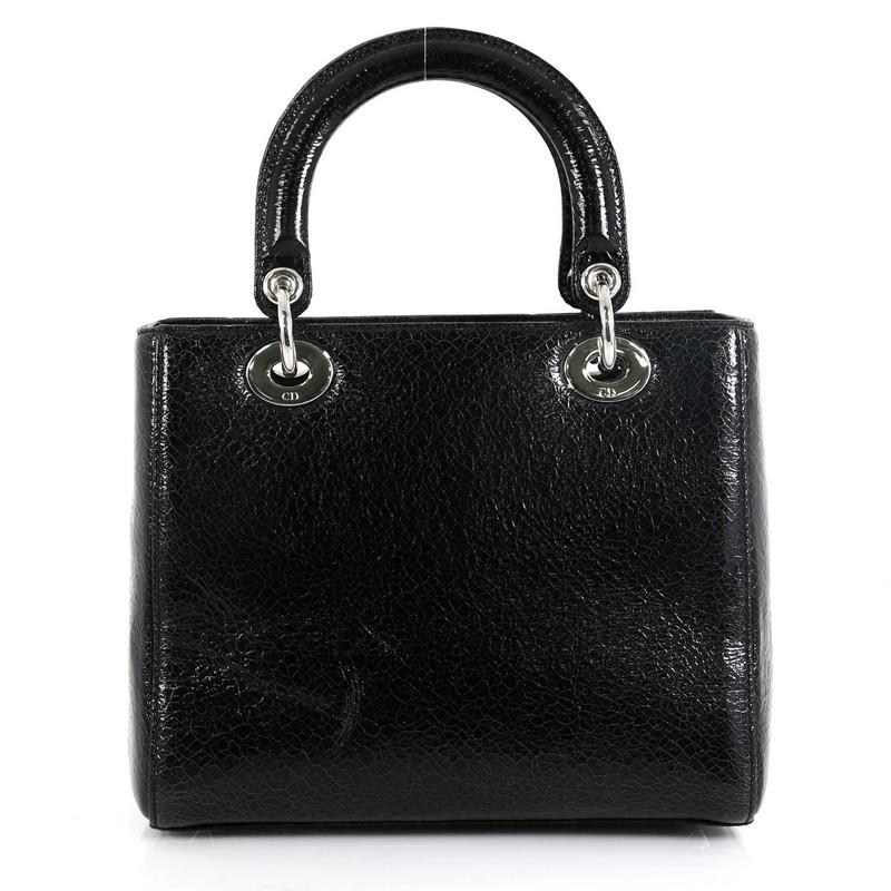 Black Christian Dior Lady Dior Handbag Limited Edition Embellished Crackled Deerskin