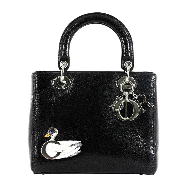 Christian Dior Lady Dior Handbag Limited Edition Embellished Crackled Deerskin