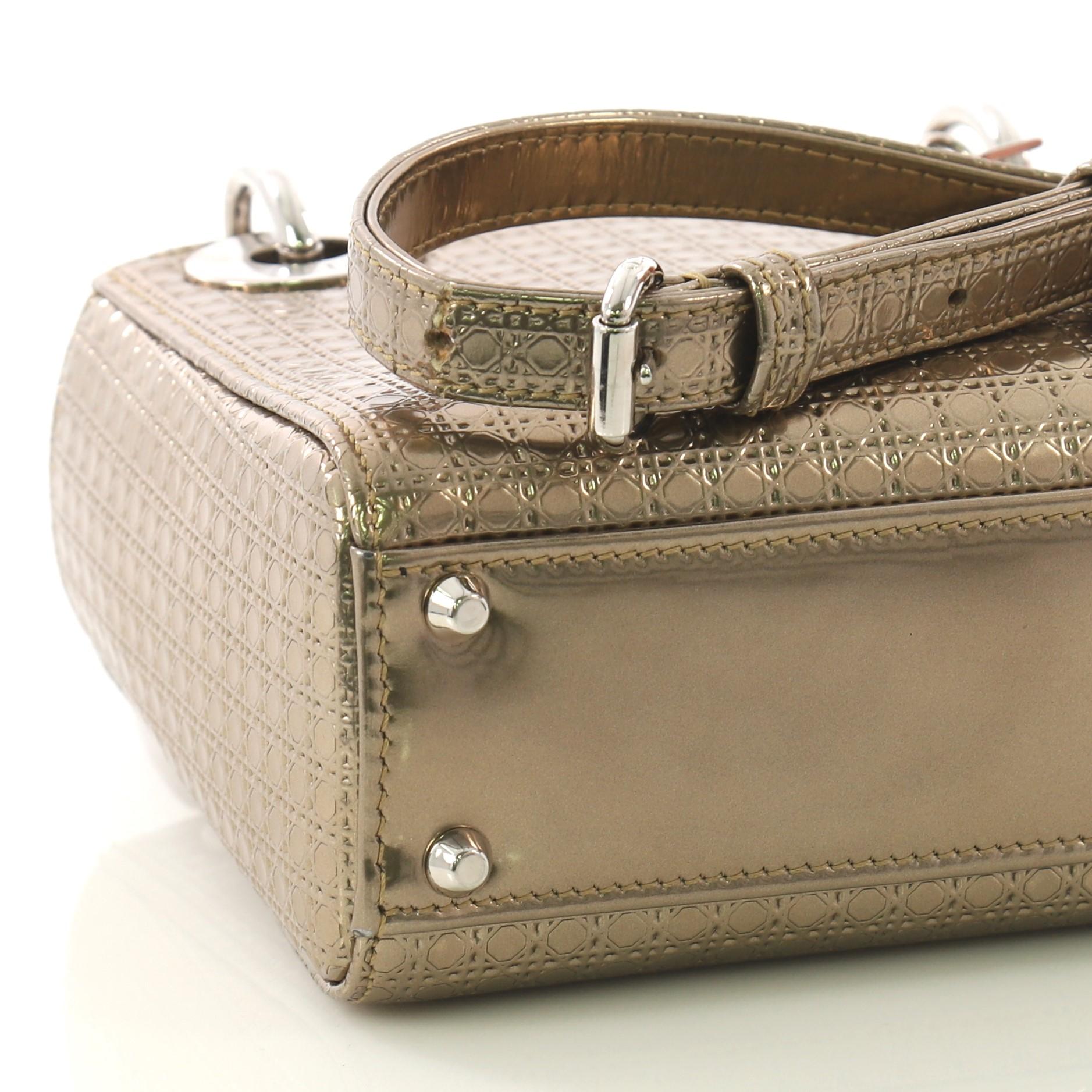 Women's Christian Dior Lady Dior Handbag Micro Cannage Perforated Calfskin Micro