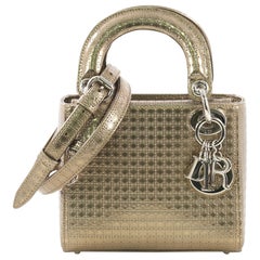 Christian Dior Lady Dior Handbag Micro Cannage Perforated Calfskin Micro