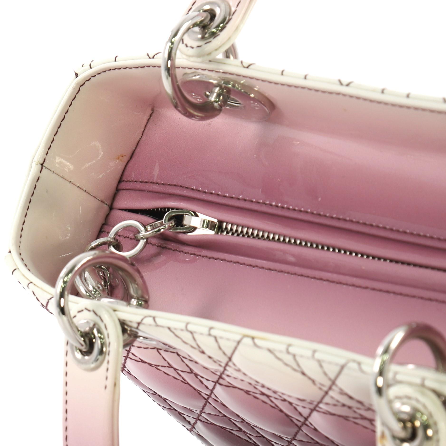 Black Christian Dior Lady Dior Handbag Ombre Cannage Quilt Patent Medium