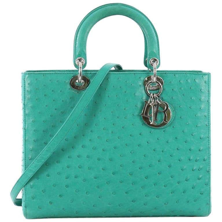 Christian Dior Lady Dior Handbag Ostrich Large at 1stDibs