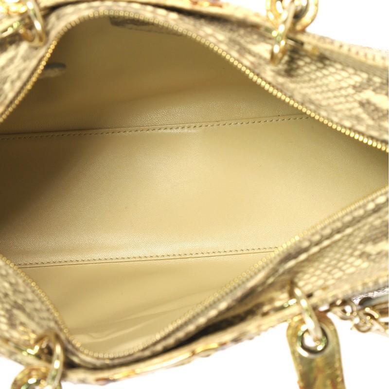 Beige Christian Dior Lady Dior Handbag Python Large