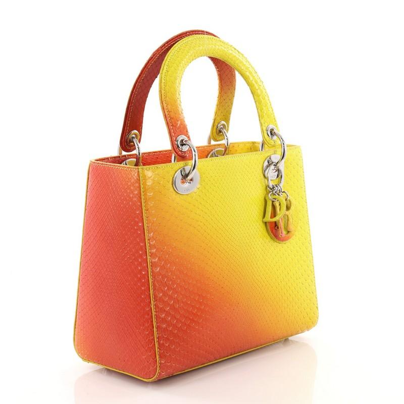 Christian Dior Lady Dior Handbag Python Medium (Gelb)