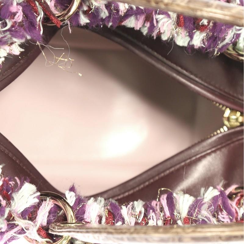 Gray Christian Dior Lady Dior Handbag Tweed with Crocodile Medium