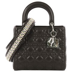 Christian Dior Lady Dior Handbag with Embellished Strap Cannage Quilt Leather Me