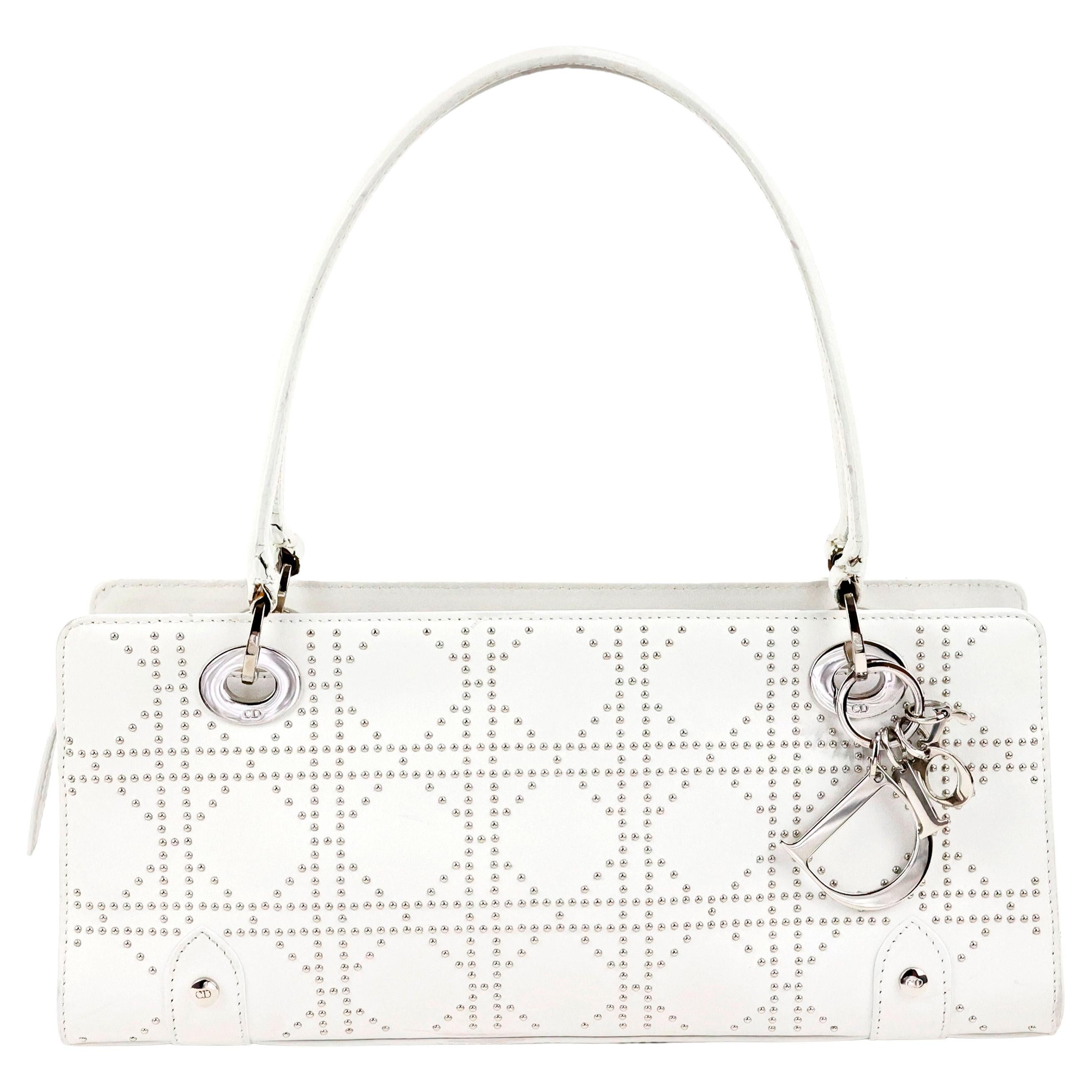 Christian Dior Lady Dior Joy in White Studded Leather For Sale