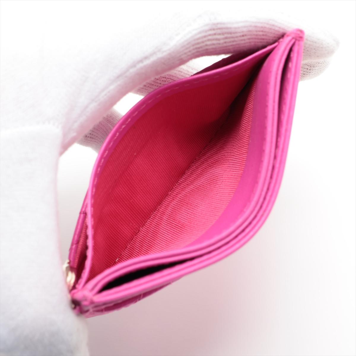 Christian Dior Lady Dior Lambskin Cannage Card Case Fuchsia Pink For Sale 1