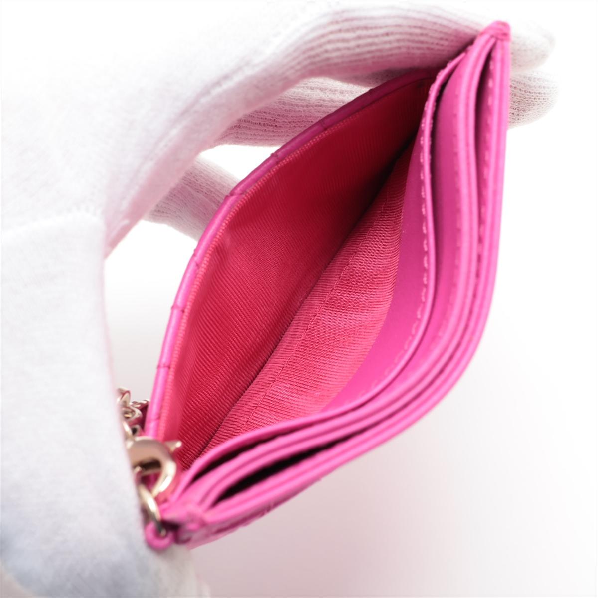 Christian Dior Lady Dior Lambskin Cannage Card Case Fuchsia Pink For Sale 2