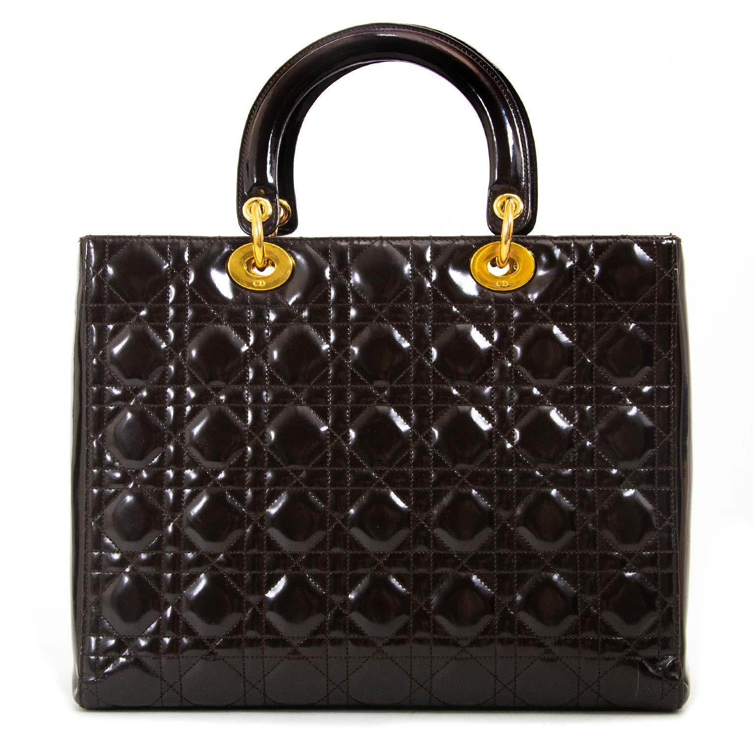 Black Christian Dior Lady Dior Large Brown Handbag For Sale