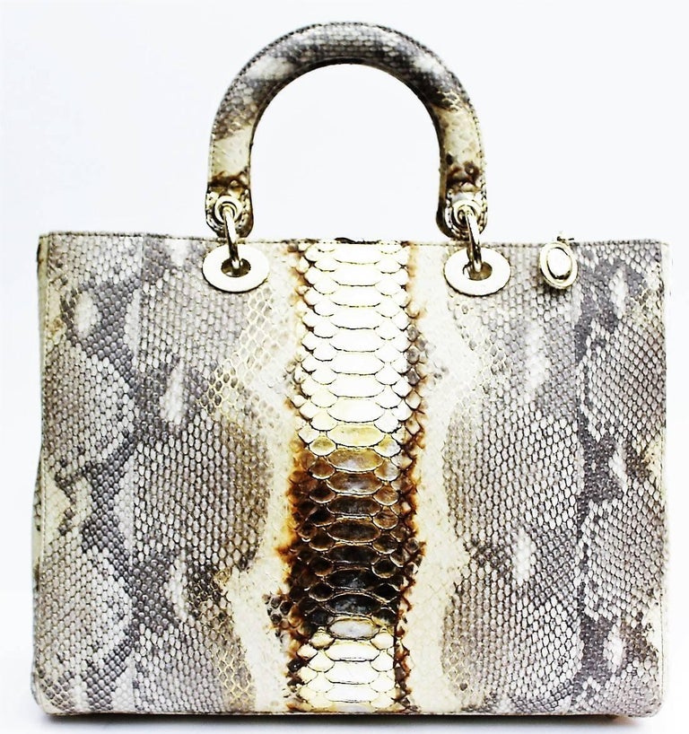 Christian Dior Pink Python Large Lady Dior Bag