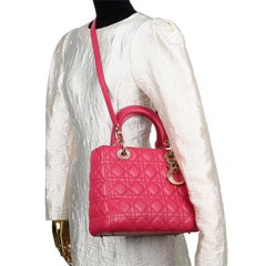 CHRISTIAN DIOR Lady Dior Leather Shoulder Bag Pink
