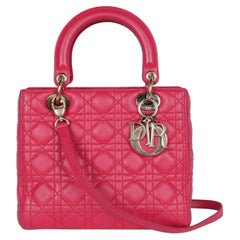 CHRISTIAN DIOR Lady Dior Leather Shoulder Bag Pink