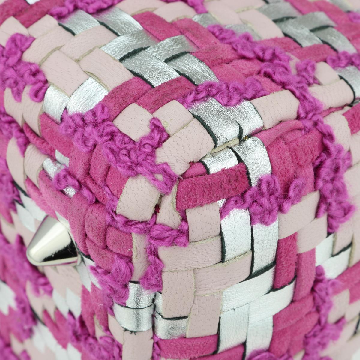 Christian Dior Lady Dior Borsa media in pelle e tweed rosa e argento SHW 2013 in vendita 3