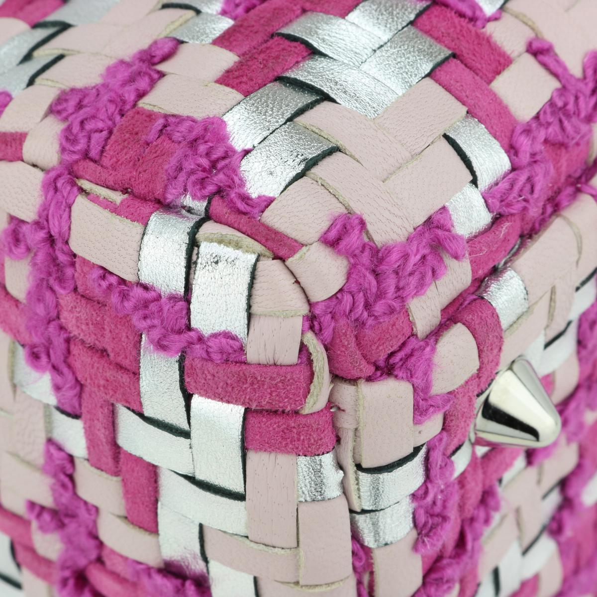 Christian Dior Lady Dior Borsa media in pelle e tweed rosa e argento SHW 2013 in vendita 4