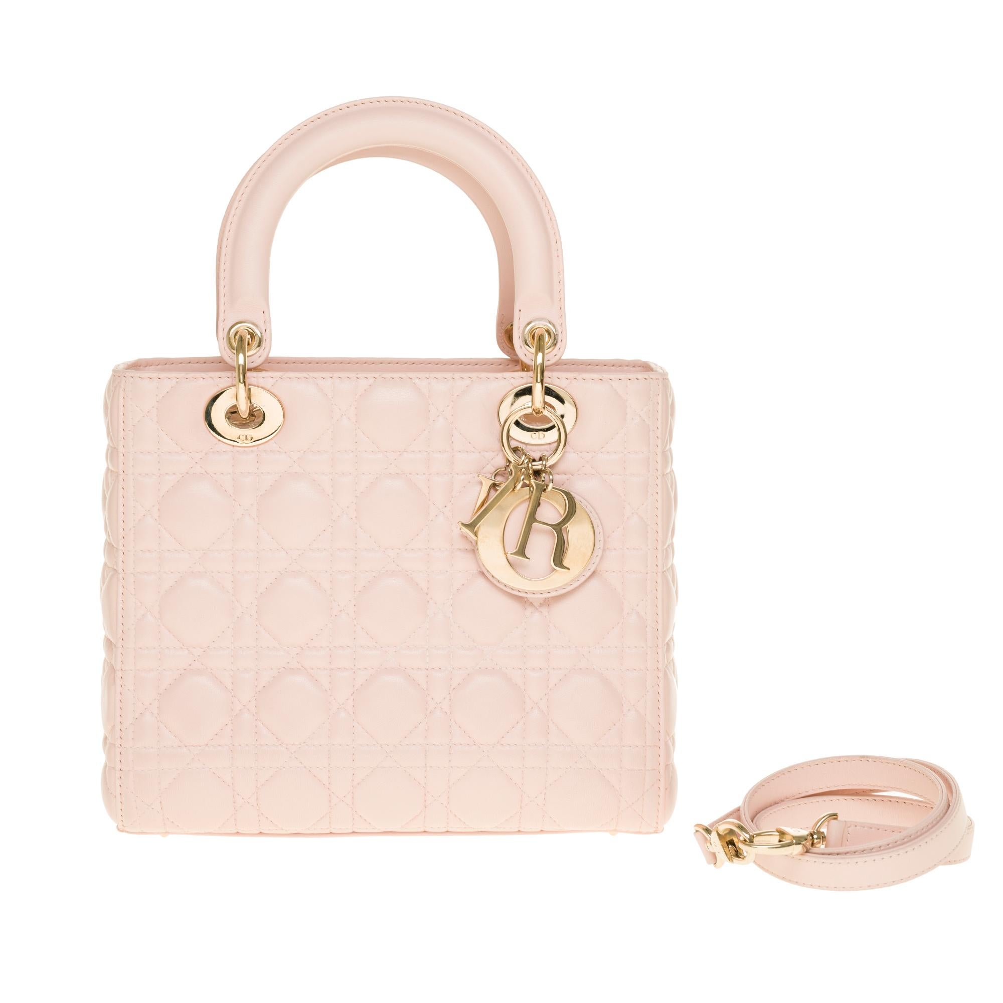  Christian Dior Lady Dior Medium size handbag in Baby Pink cannage leather, CHW 6