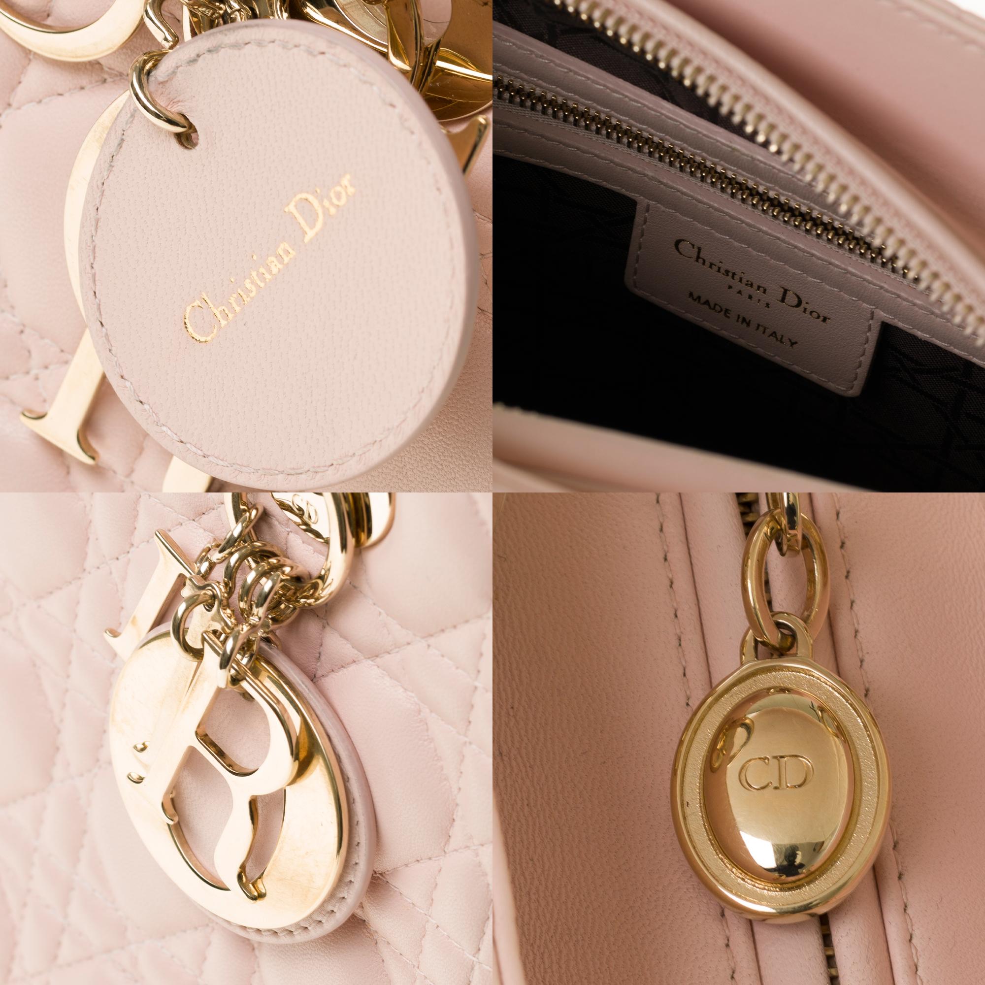 Women's  Christian Dior Lady Dior Medium size handbag in Baby Pink cannage leather, CHW