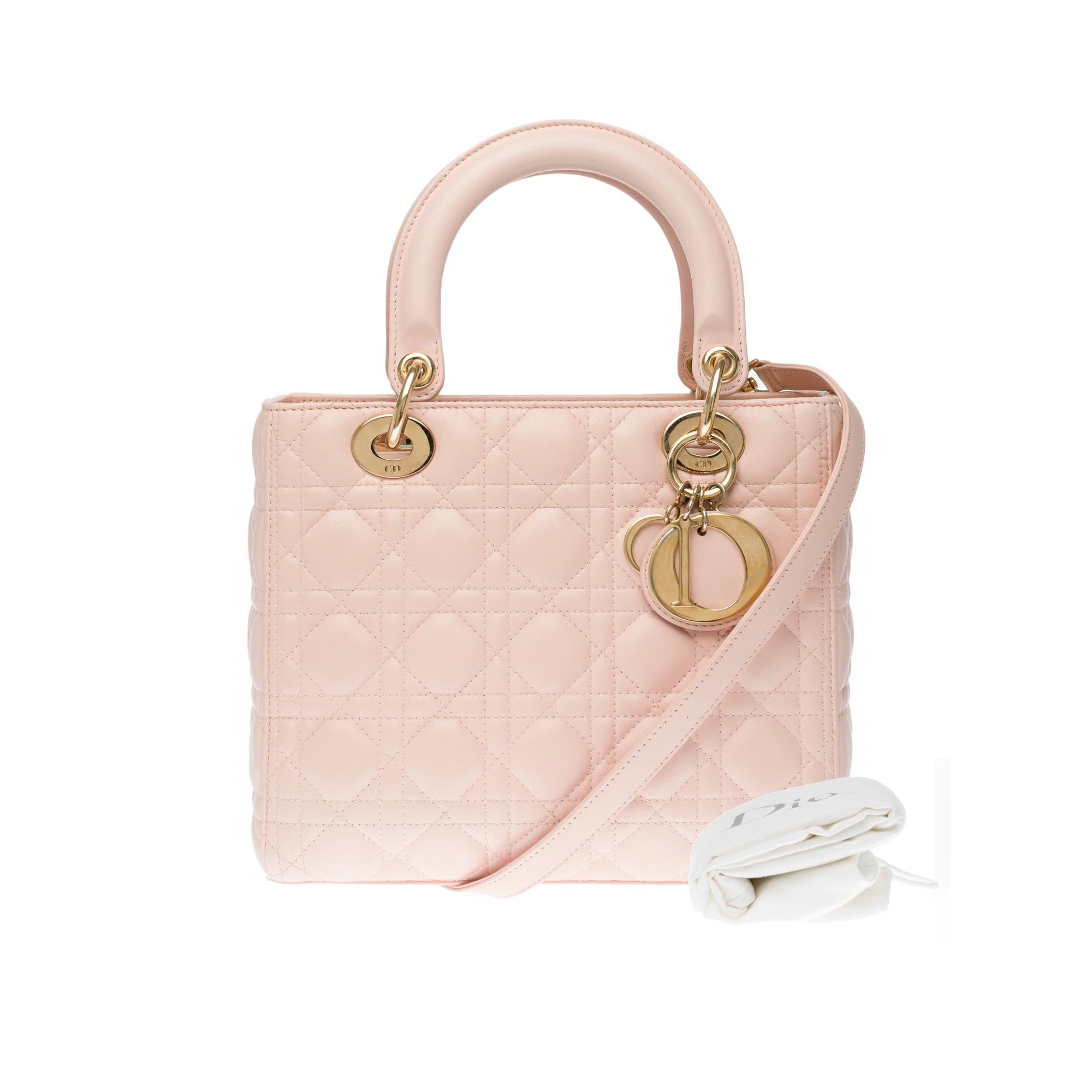  Christian Dior Lady Dior Medium size handbag in Pink cannage leather, GHW 3