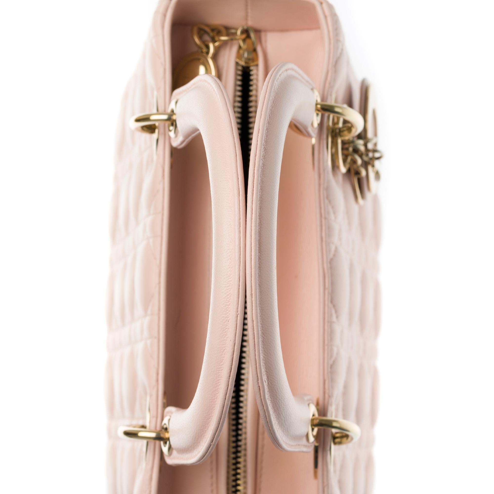 Women's  Christian Dior Lady Dior Medium size handbag in Pink cannage leather, GHW