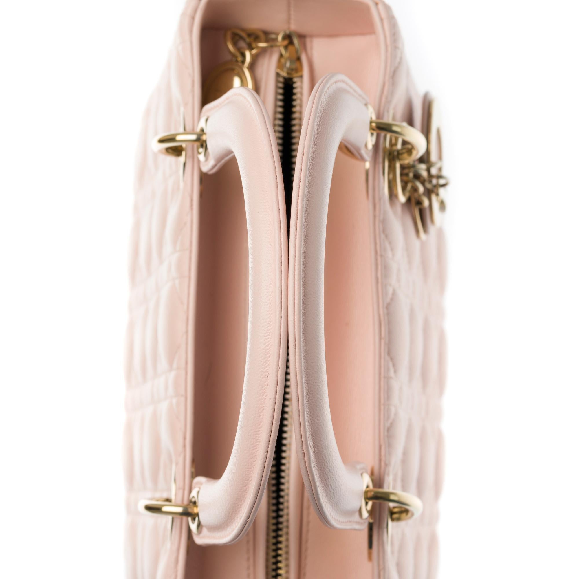 Christian Dior Lady Dior Mittelgroße Handtasche in Rosa cannage Leder:: GHW 3