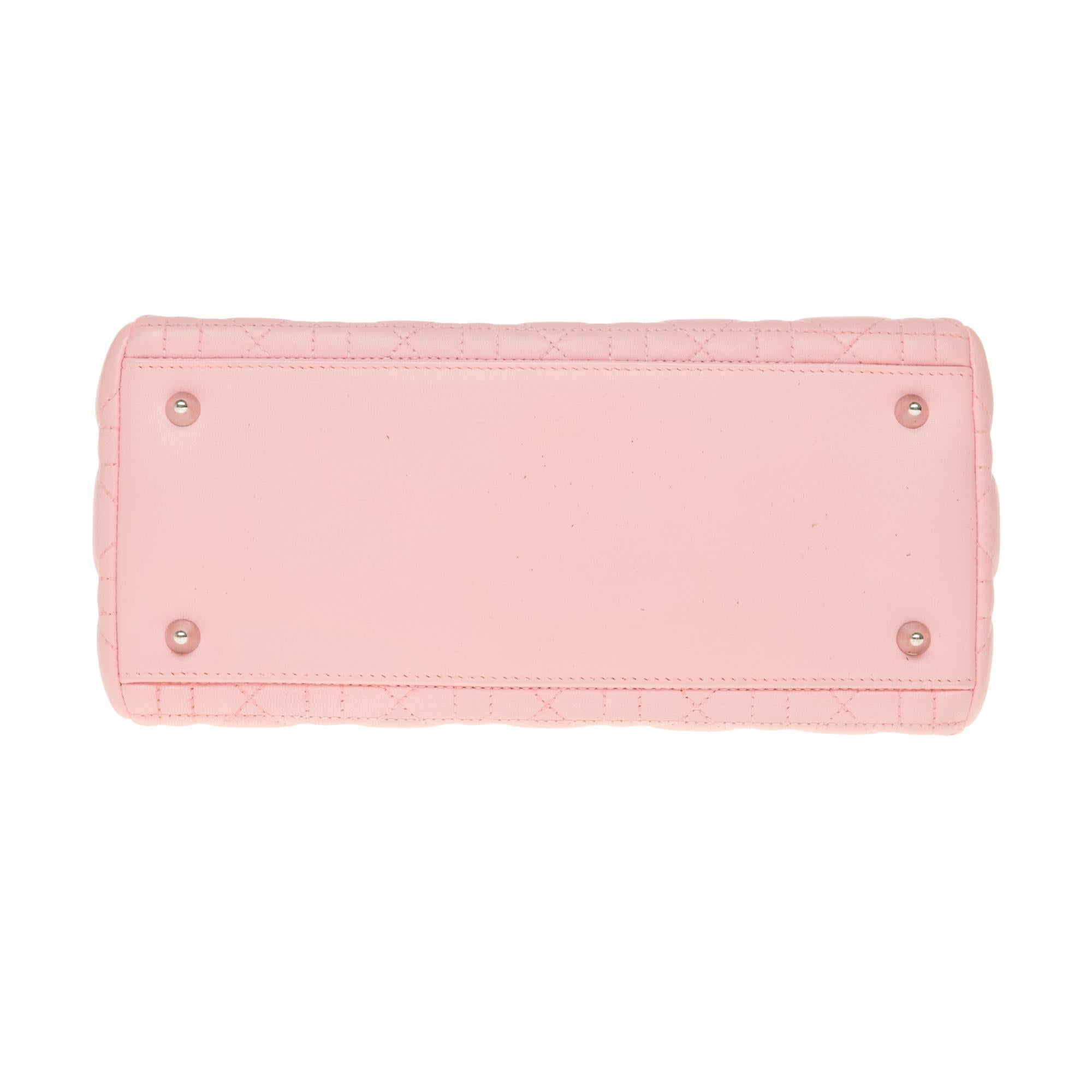 Christian Dior Lady Dior Medium size handbag in Pink cannage leather, SHW 3