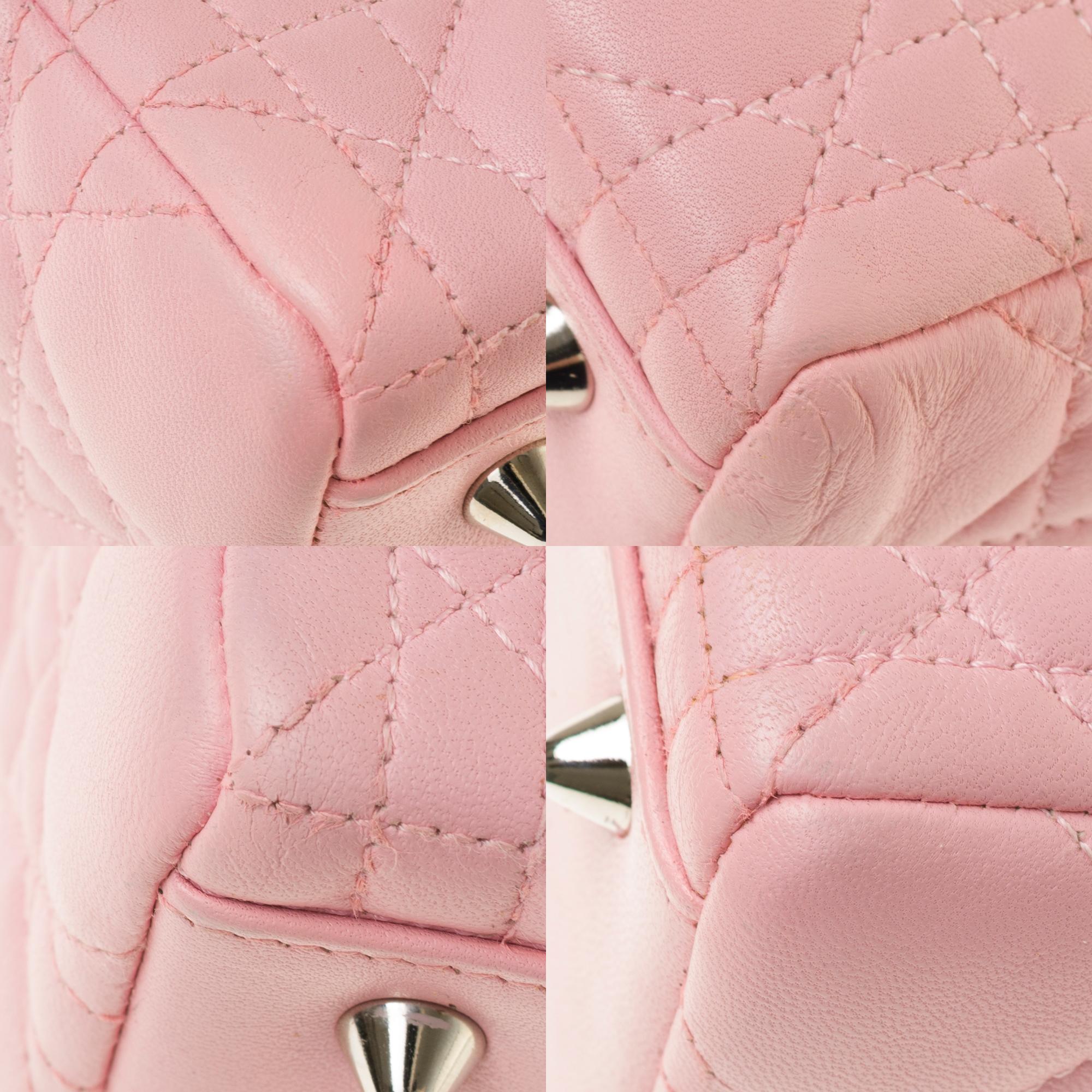  Christian Dior Lady Dior Medium size handbag in Pink cannage leather, SHW 4