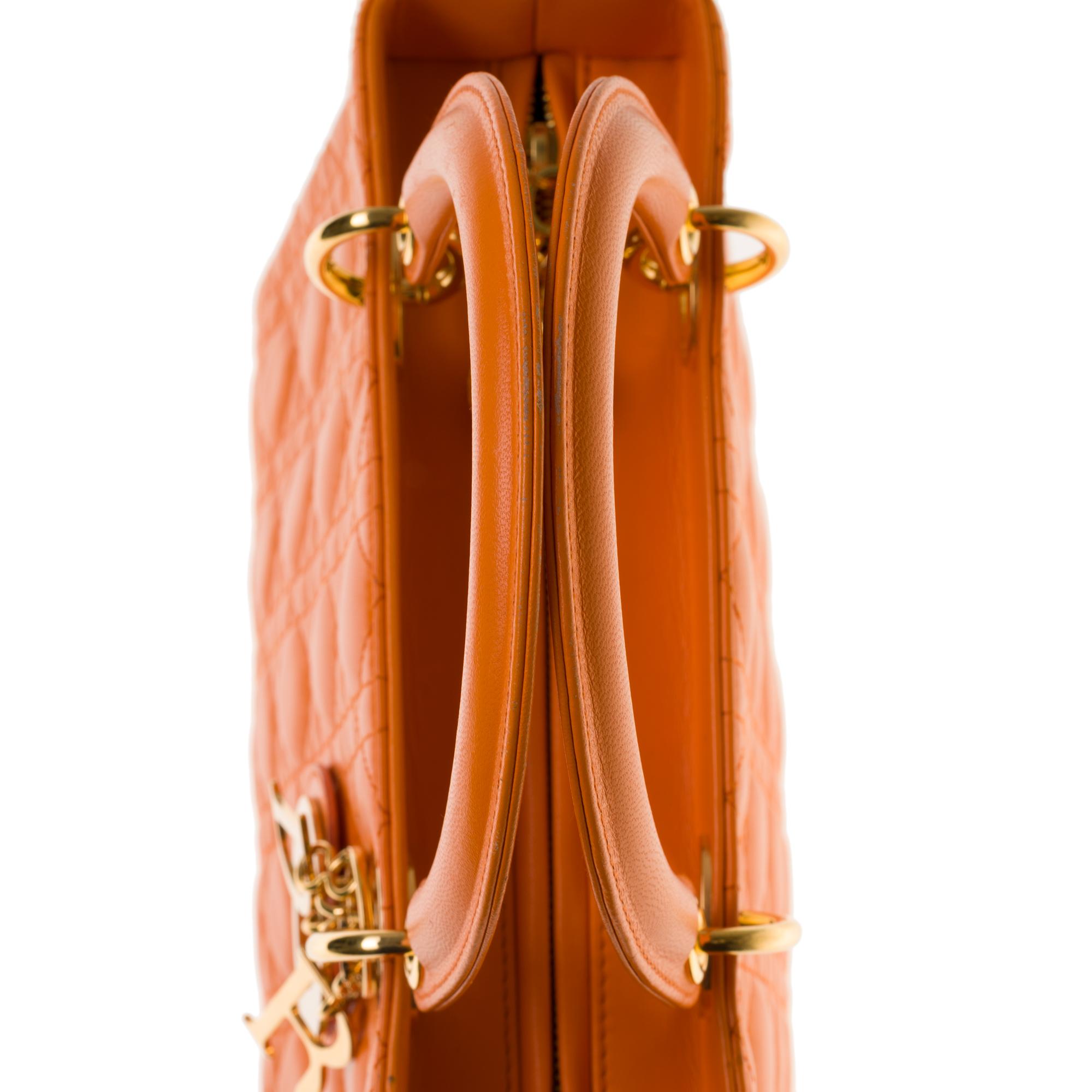  Christian Dior Lady Dior Medium size handbag in Pumpkin cannage leather, GHW 1