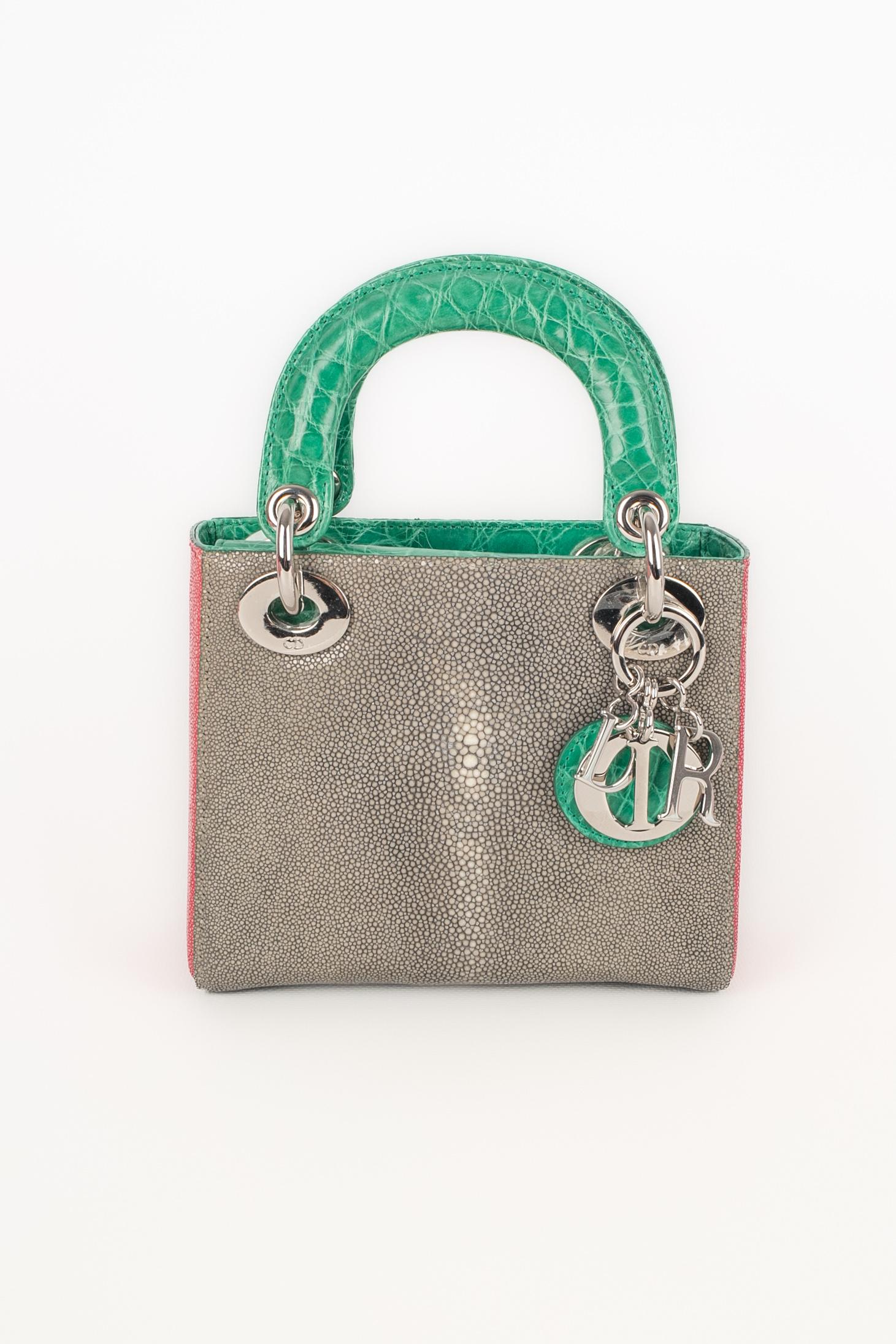 Gray Christian Dior 'Lady Dior mini' bag 2013 For Sale