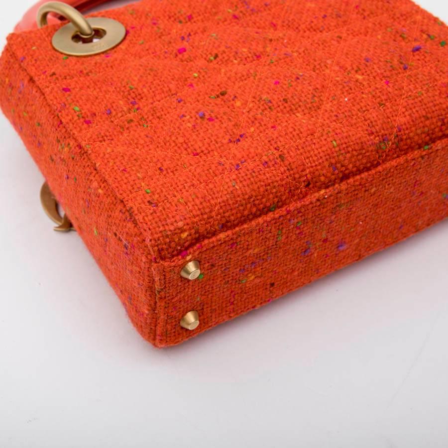 Women's CHRISTIAN DIOR 'Lady Dior' Mini Bag in Coral Tweed and leather