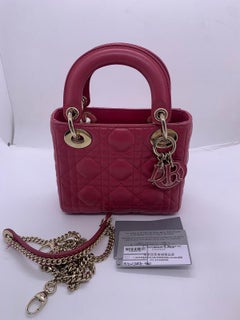 Christian Dior Lady Dior Mini Bag Pink Leather Chain Crossbody Tote