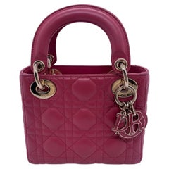 Christian Dior Lady Dior Mini Bag Pink Leather Chain Crossbody Tote