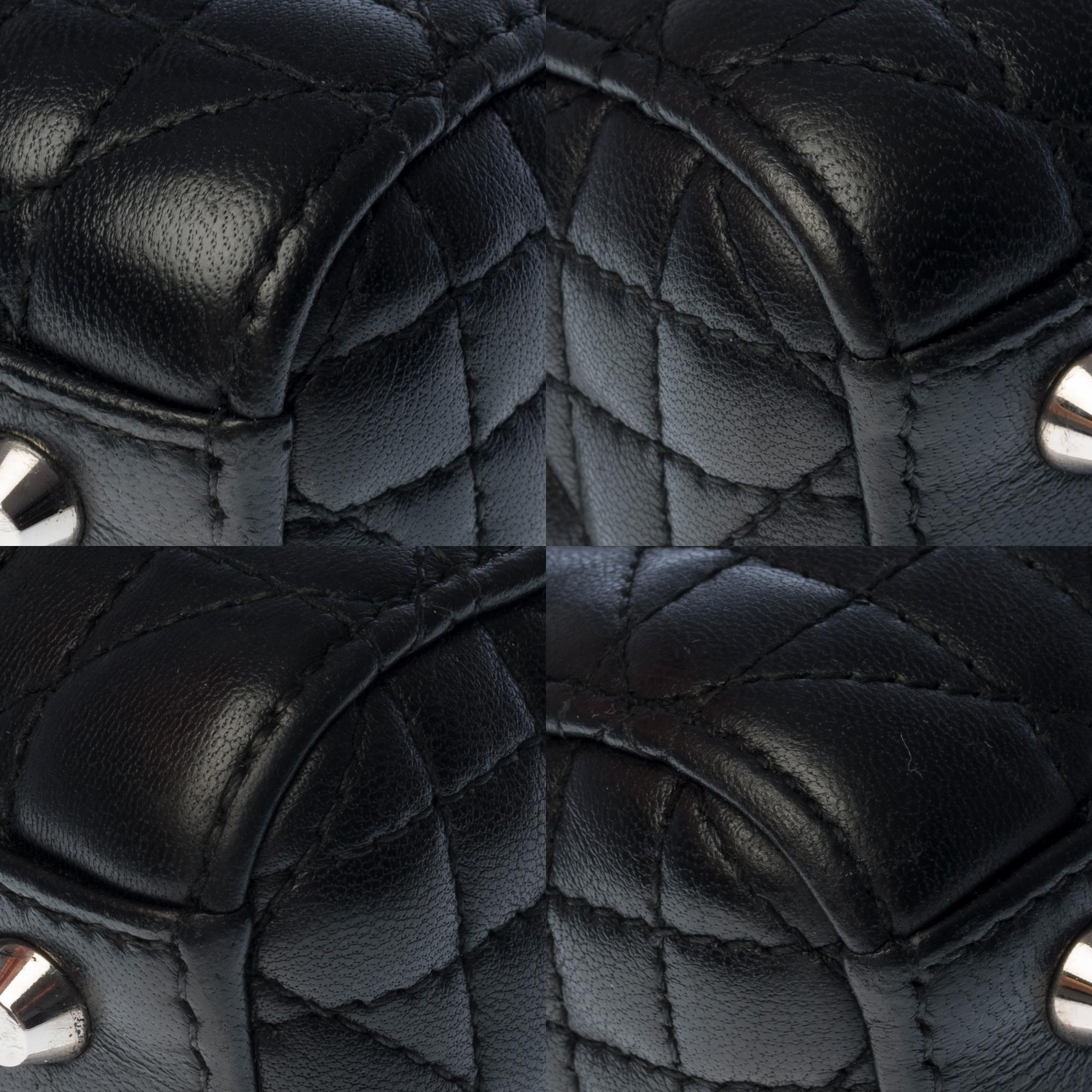  Christian Dior Lady Dior Mini handbag strap in black cannage leather, SHW 2