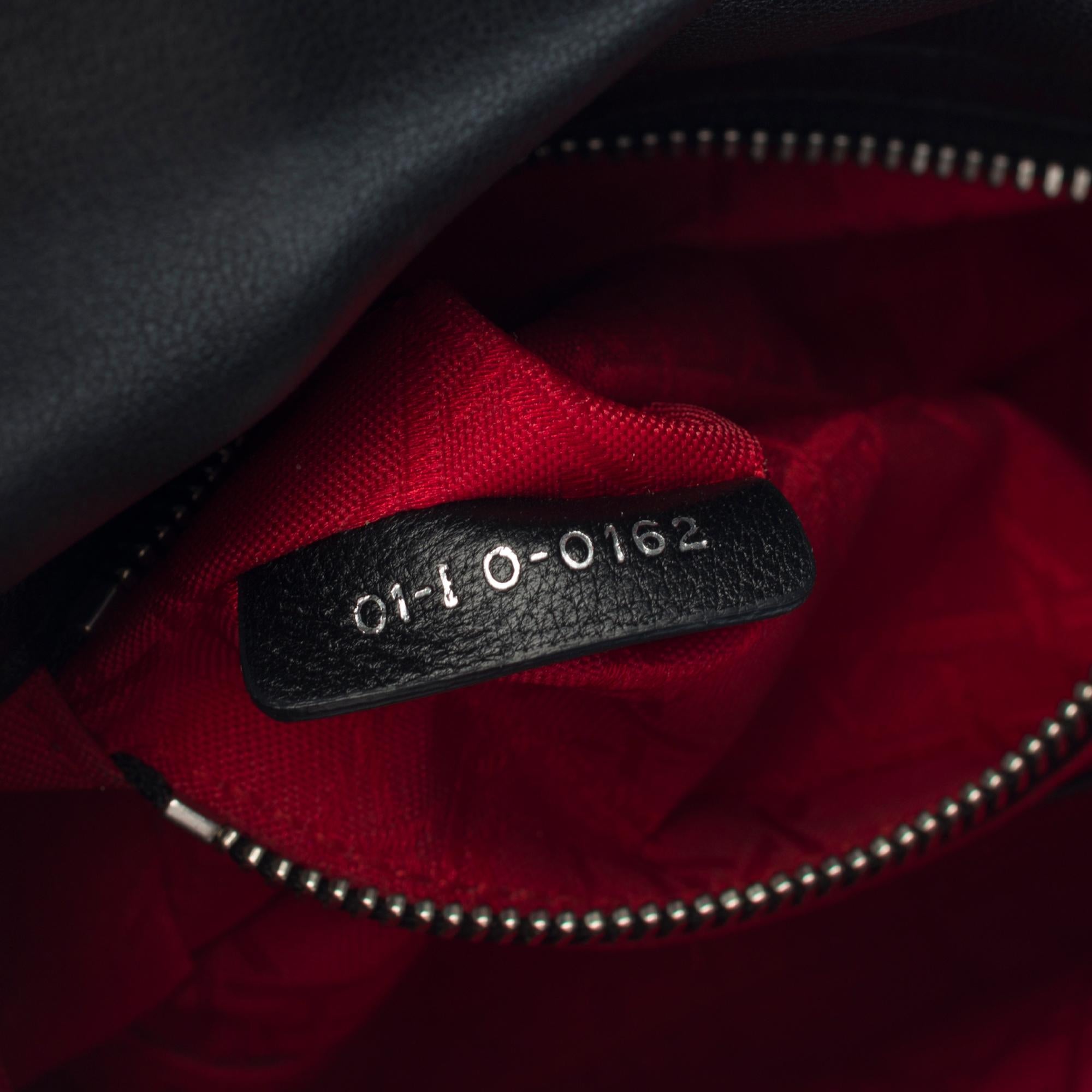 Black  Christian Dior Lady Dior Mini handbag strap in black cannage leather, SHW