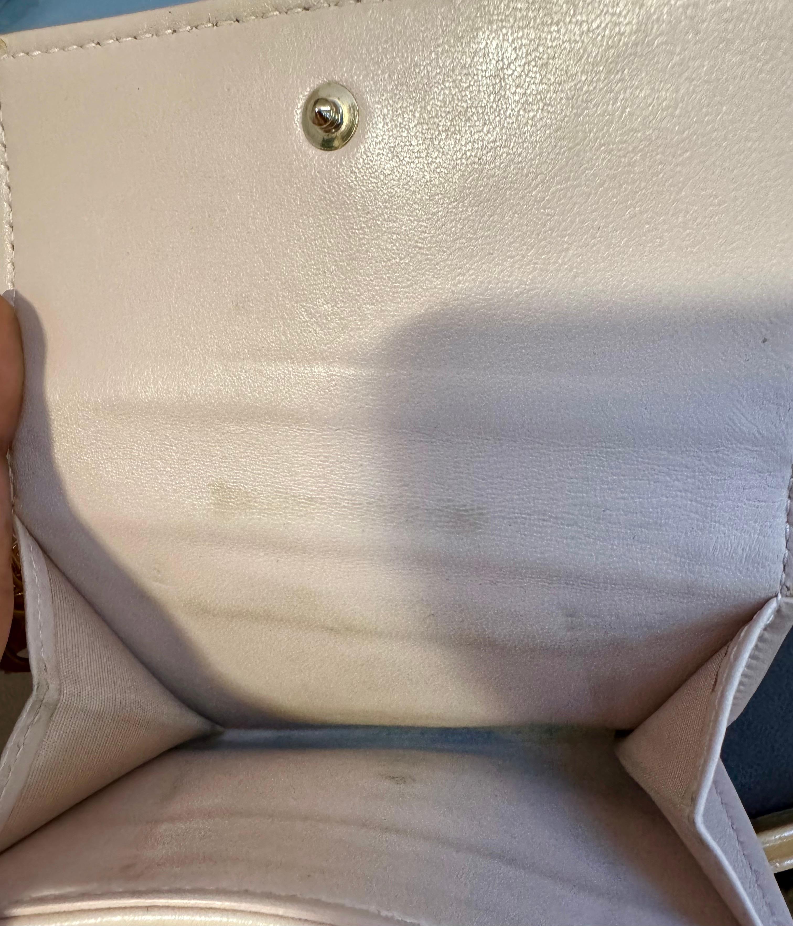 White Christian Dior lady Dior Mini wallet, Cream / Beige For Sale