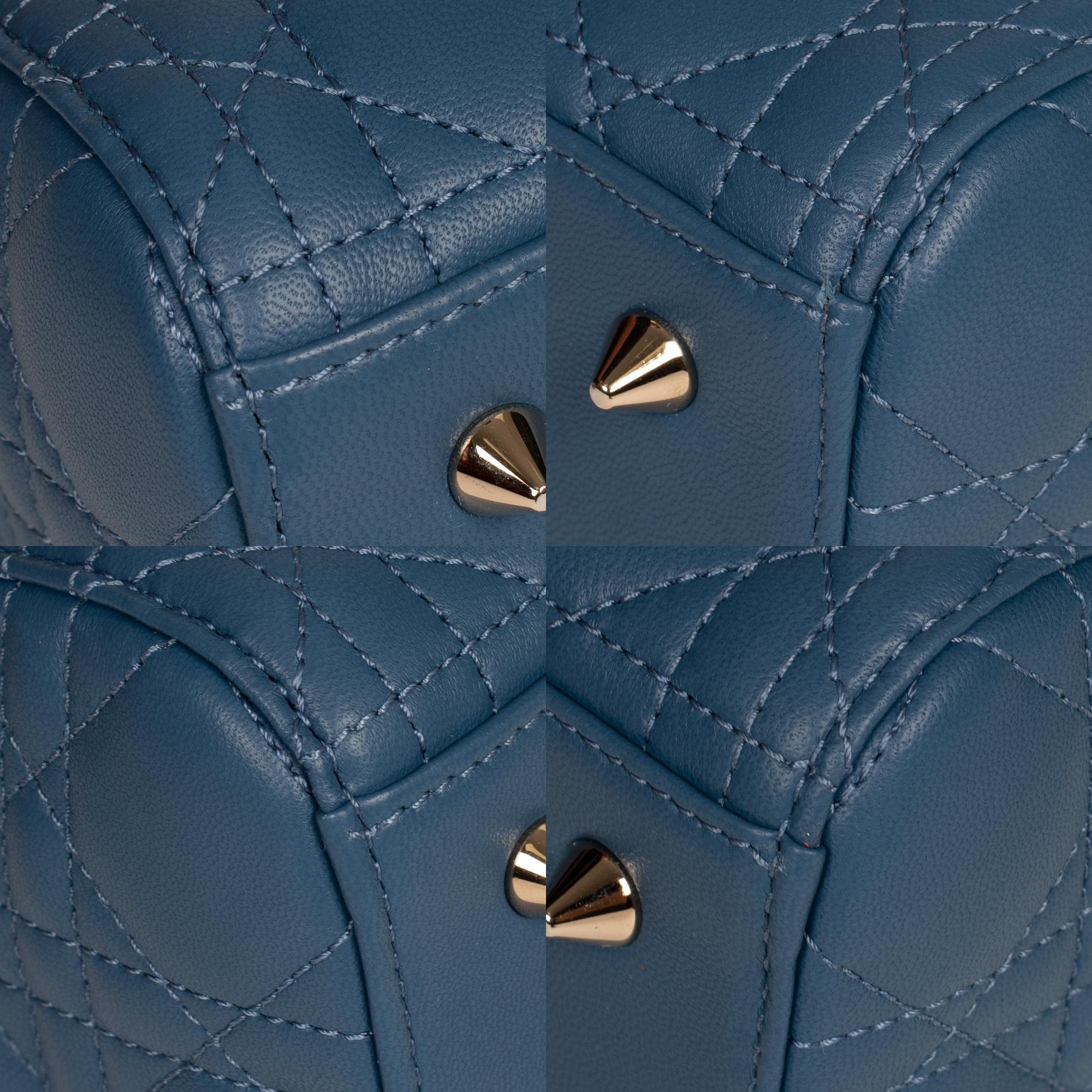  Christian Dior Lady Dior MM (Medium size) handbag in blue cannage leather, PHW 5