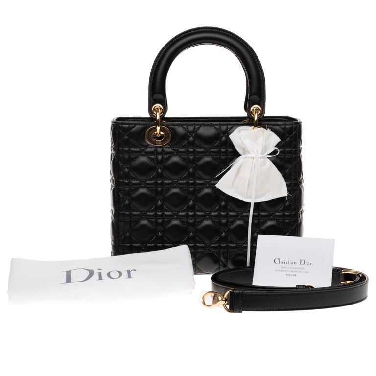 Christian Dior Lady Dior MM (Medium size) handbag in black cannage leather,  GHW at 1stDibs