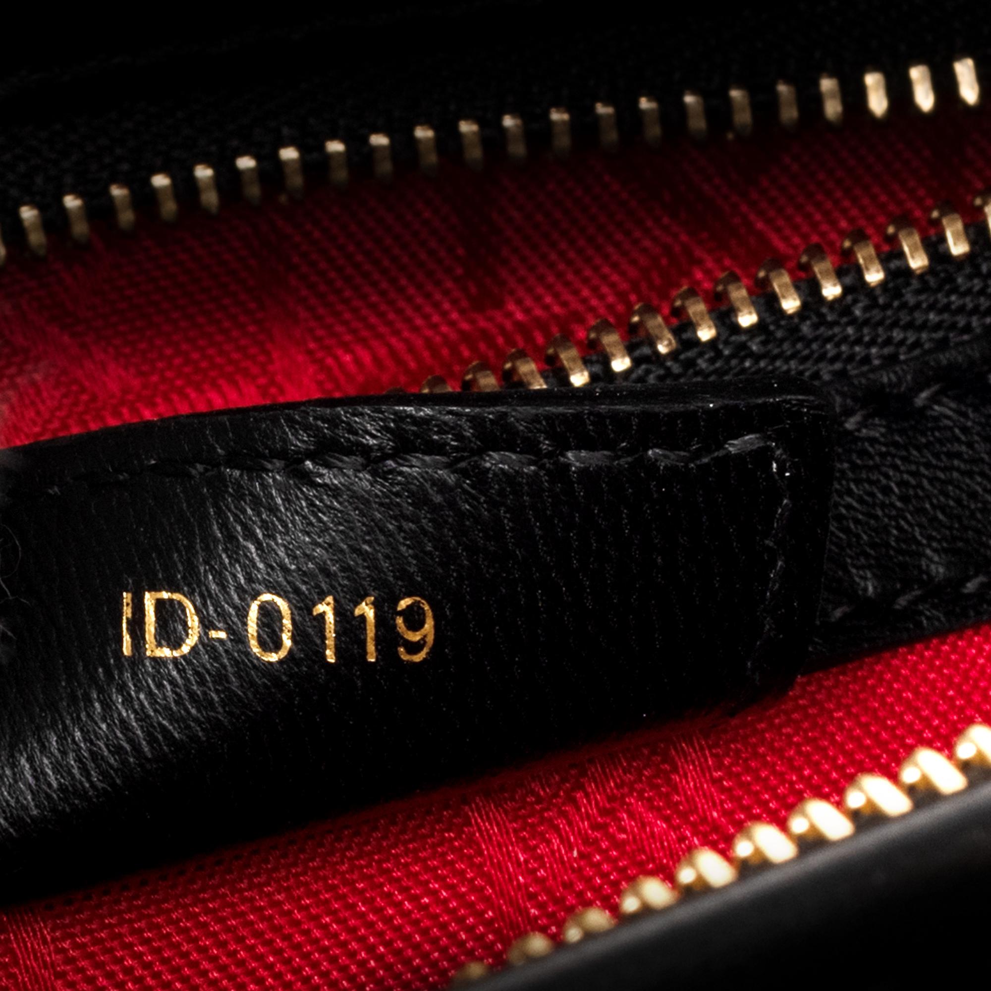 Black  Christian Dior Lady Dior MM (Medium size) handbag in black cannage leather, GHW