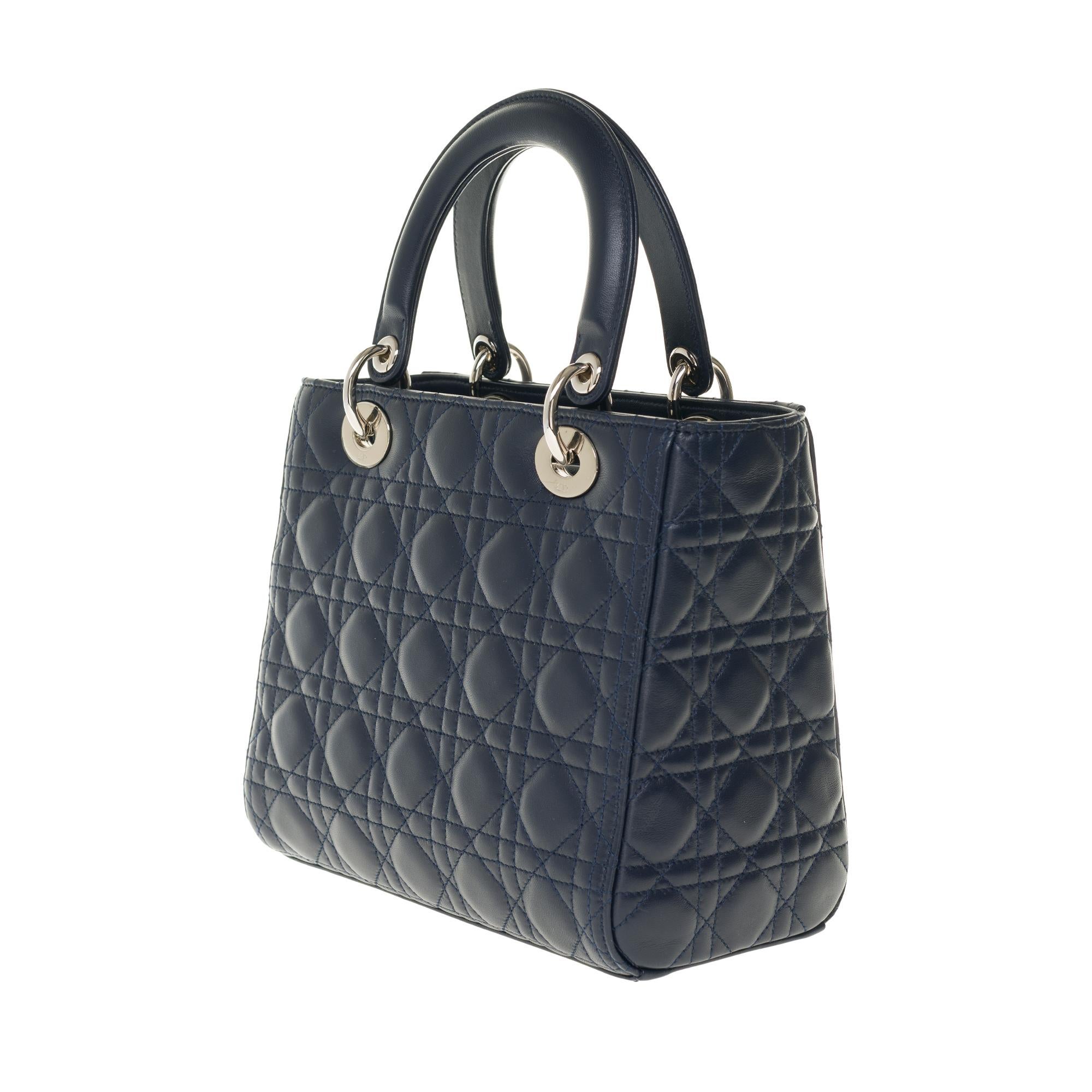  Christian Dior Lady Dior MM (Medium size) handbag in black cannage leather, SHW In New Condition In Paris, IDF