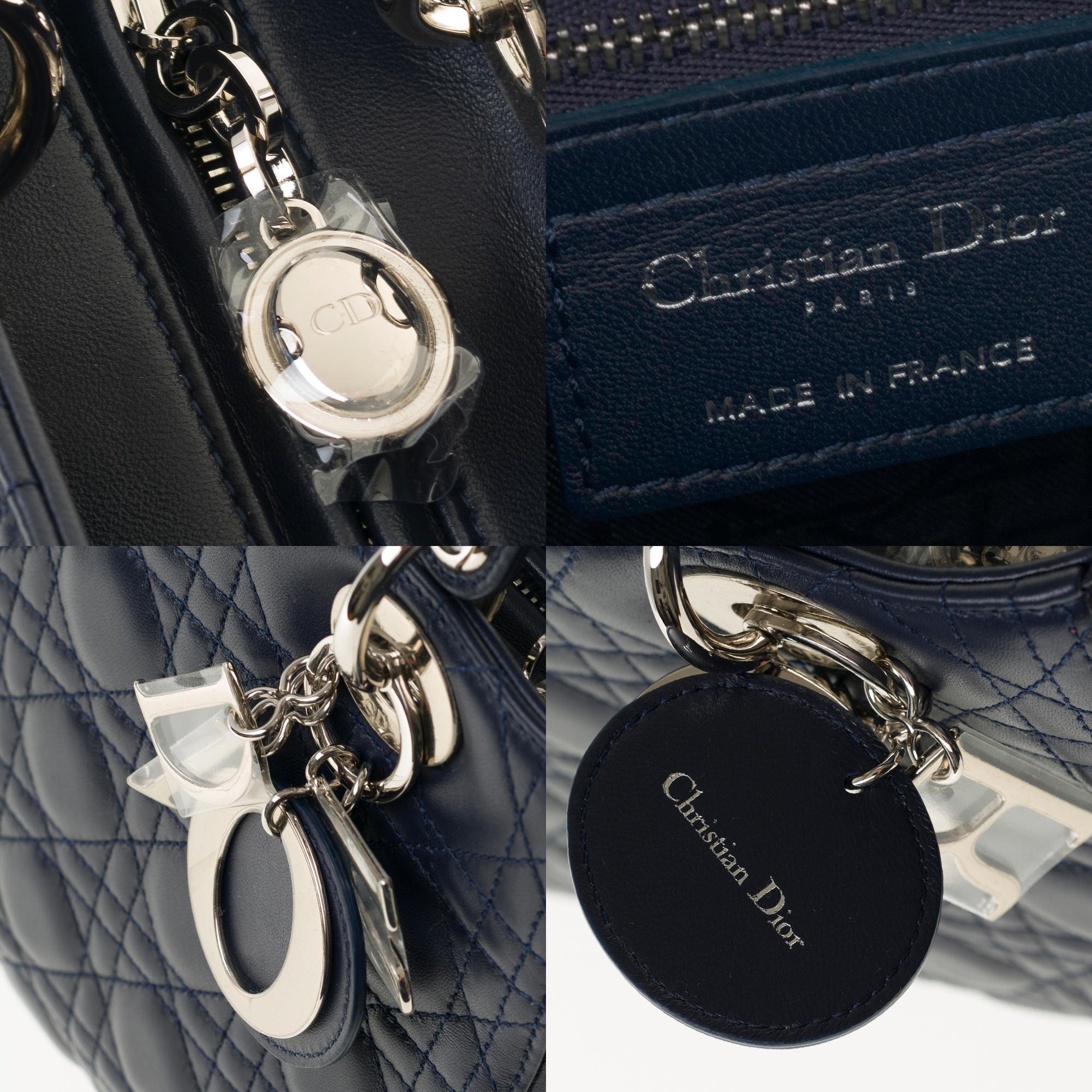 Women's  Christian Dior Lady Dior MM (Medium size) handbag in black cannage leather, SHW