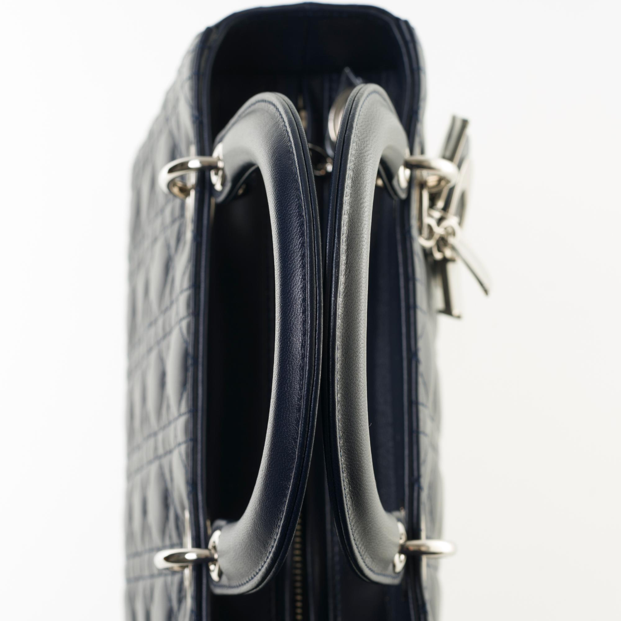  Christian Dior Lady Dior MM (Medium size) handbag in black cannage leather, SHW 3