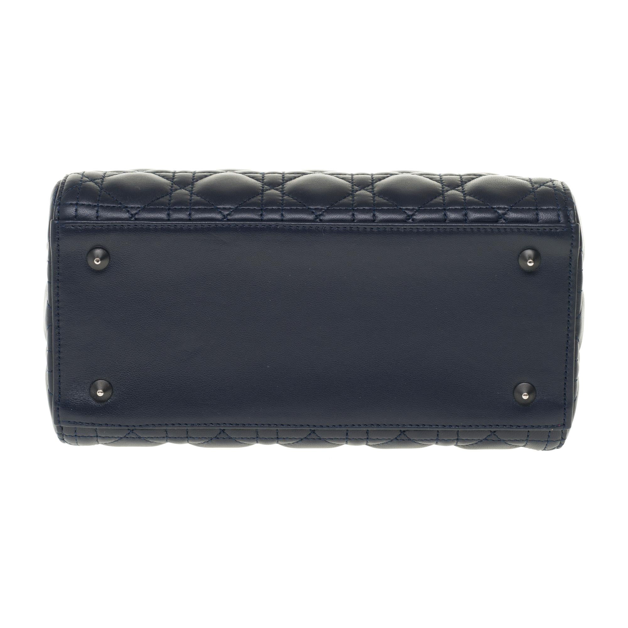  Christian Dior Lady Dior MM (Medium size) handbag in black cannage leather, SHW 4