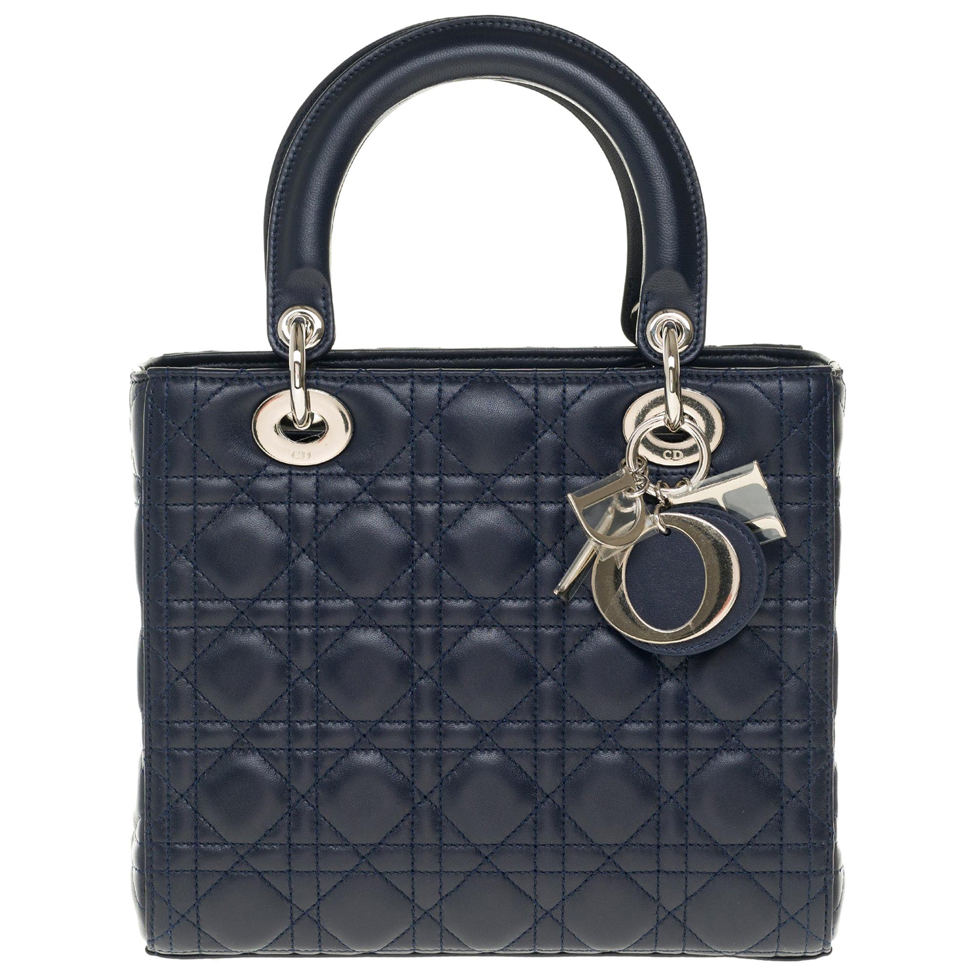  Christian Dior Lady Dior MM (Medium size) handbag in black cannage leather, SHW